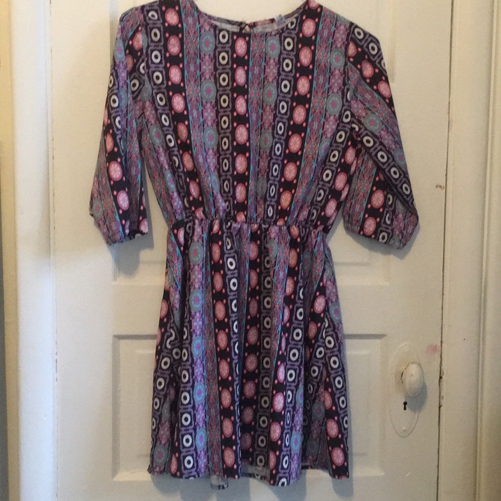 Vintage Purple Patterned Mini Dress